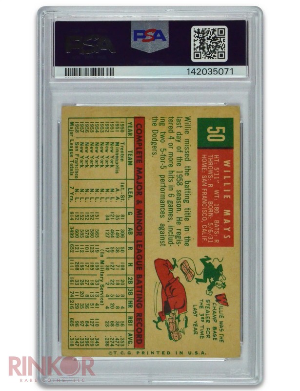 1959 Topps Willie Mays #50 PSA GOOD+ 2.5 view 2