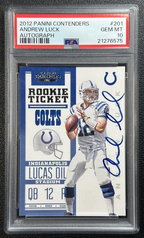 ANDREW LUCK PSA 10 2012 PANINI CONTENDERS #201 ROOKIE TICKET AUTO COLTS RC 6575