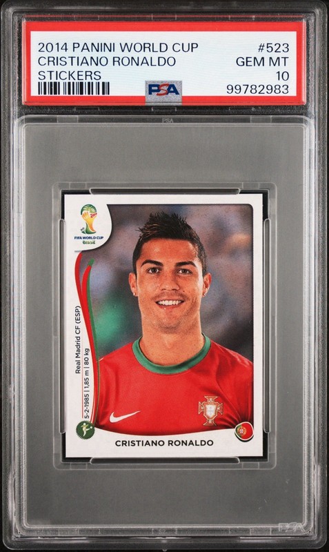 2014 Panini World Cup #523 Cristiano Ronaldo Sticker PSA 10 Gem Mint  Portugal!!