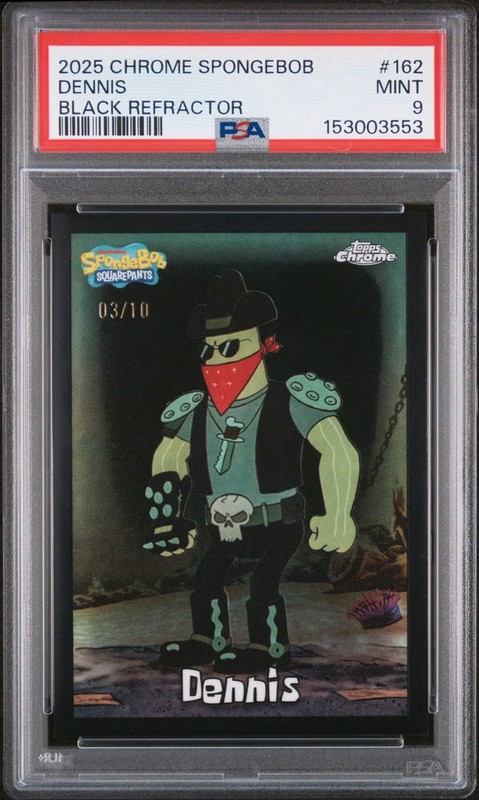 2025 Topps Chrome SpongeBob Dennis #162 Black Refractor /10 PSA 9