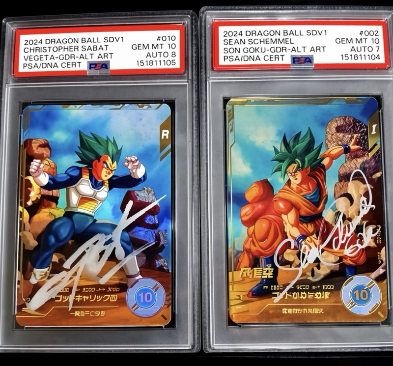 Bandai 2024 Dragon Ball SDV1 PSA Auto Lot 2 Goku #002 Vegeta #010