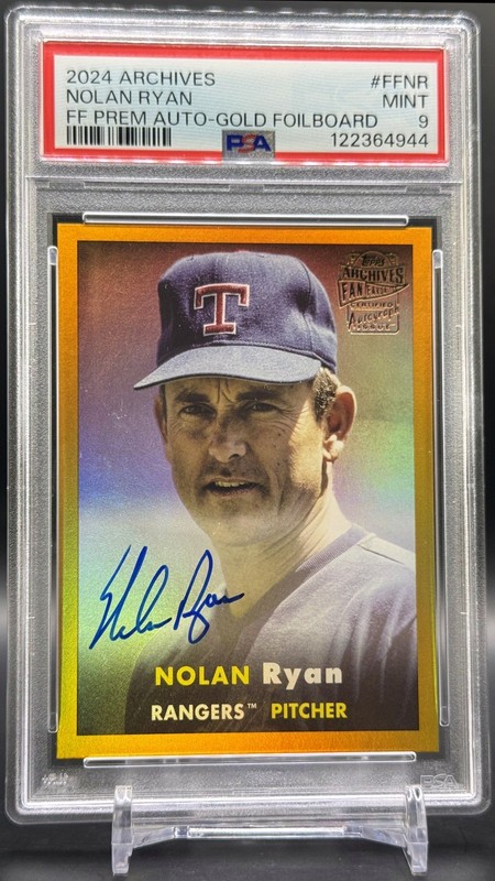 2024 Topps Archives Nolan Ryan Fan Favorites Auto Gold Foilboard /50 PSA 9