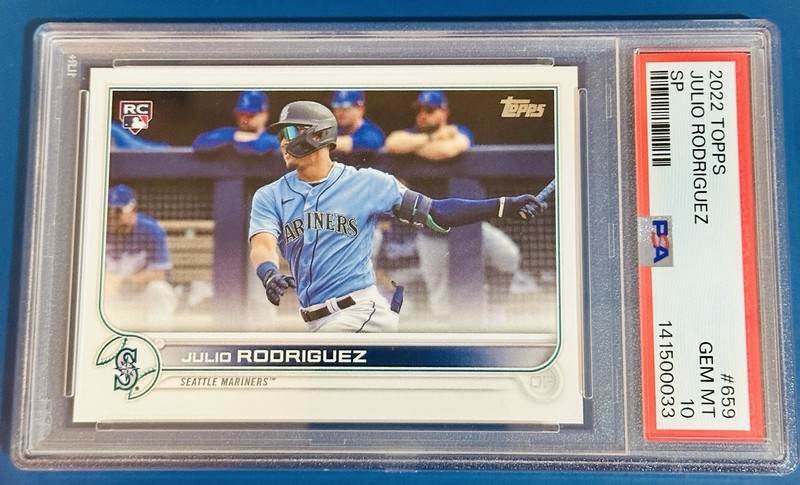 2022 Topps Series 2 JULIO RODRIGUEZ PSA 10 SP (RC) #659 Variation Mariners