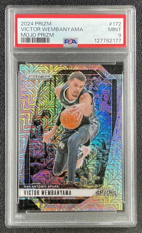 VICTOR WEMBANYAMA PSA 9 2024-25 PANINI PRIZM #172 MOJO 3/25 SPURS
