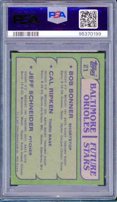 1982 TOPPS #21 CAL RIPKEN RC HOF ORIOLES PSA 9 MINT CENTERED & SHARP LOOKS GEM! view 2