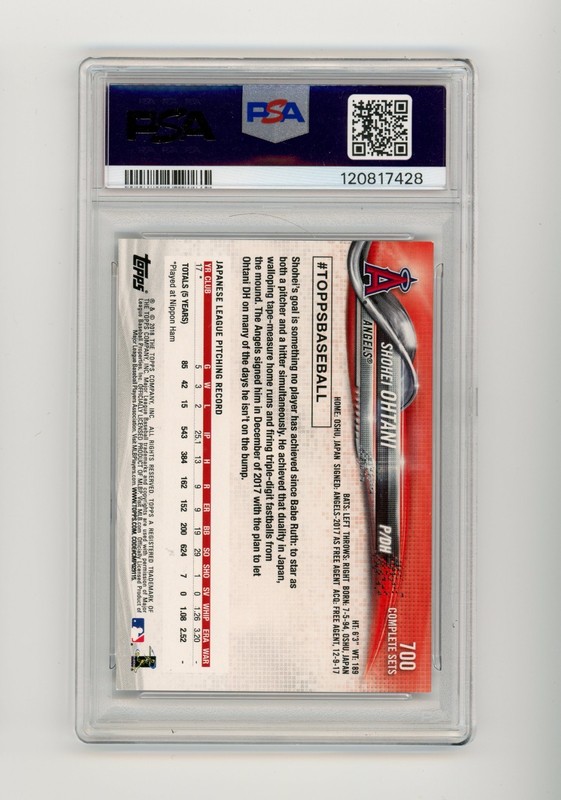 2018 Topps Complete Set Shohei Ohtani #700 Retail Rookie RC PSA 7 NM Angels view 2