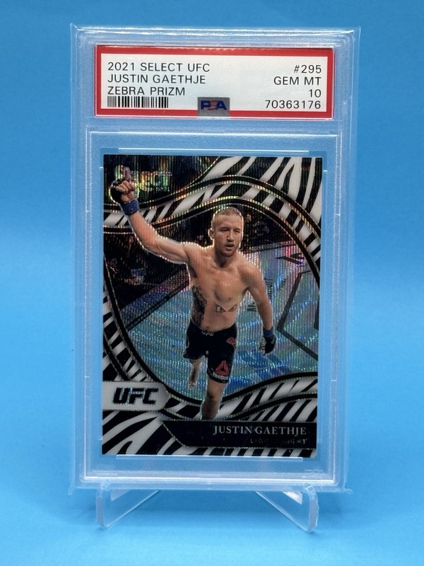 2021 Panini UFC Select JUSTIN GAETHJE Octagonside Zebra Prizm Refractor  PSA 10