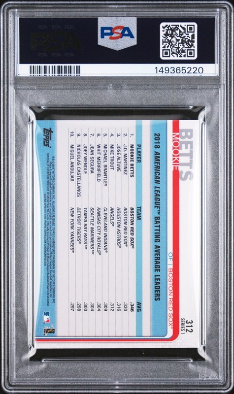 Mookie Betts - 2019 Topps Mini #312   PSA 9 view 2