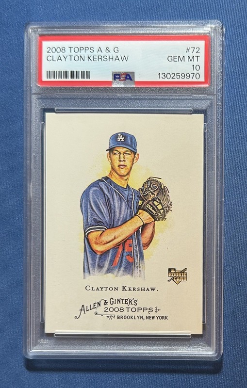 2008 Topps Allen & Ginter Clayton Kershaw PSA 10 RC Dodgers #72