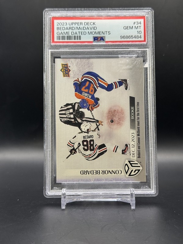 2023 Upper Deck Game Dated Moments Connor Bedard/Connor McDavid #34 RC PSA 10