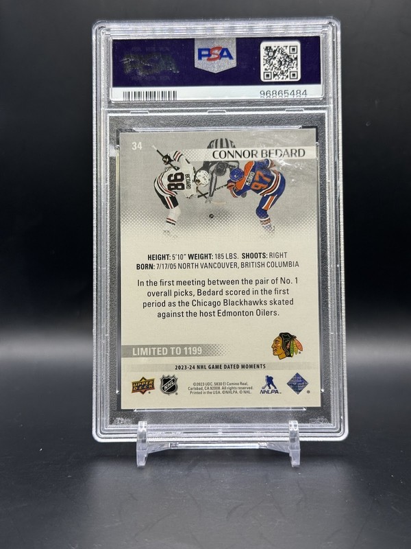 2023 Upper Deck Game Dated Moments Connor Bedard/Connor McDavid #34 RC PSA 10 view 2