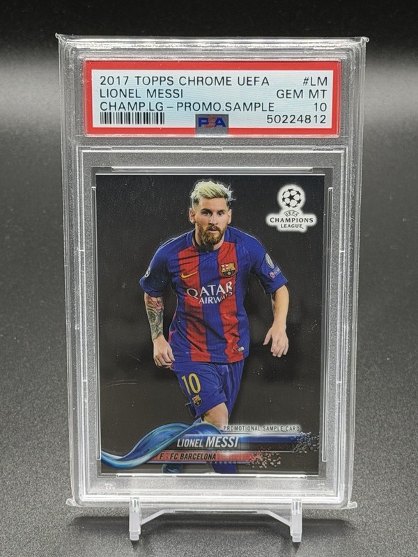 LIONEL MESSI 2017 TOPPS CHROME UEFA CHAMPIONS PROMOTIONAL SAMPLE #LM  PSA 10
