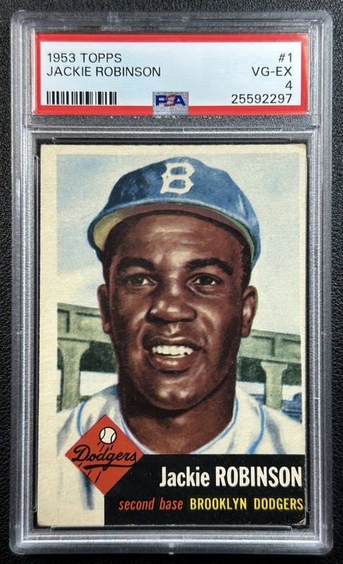 JACKIE ROBINSON PSA 4 1953 TOPPS BASEBALL #1 DODGERS VG-EX