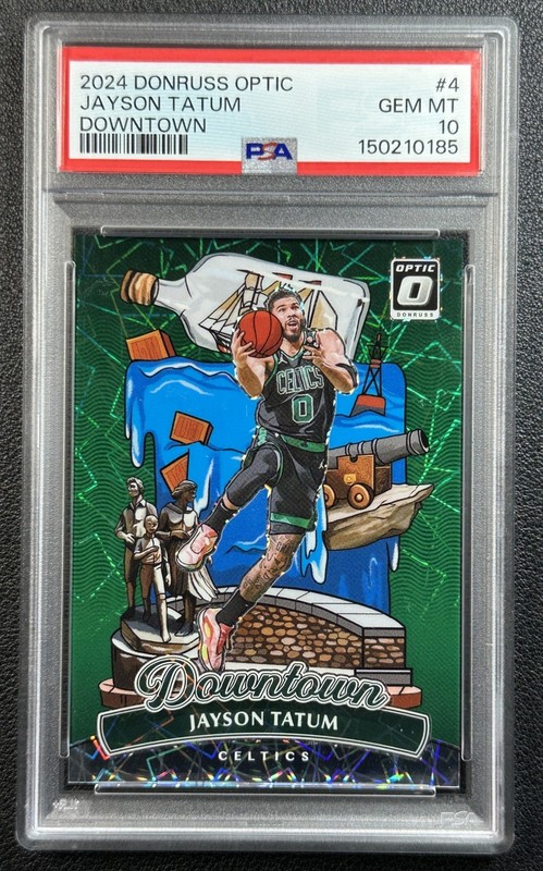 JAYSON TATUM PSA 10 2024-25 PANINI DONRUSS OPTIC #4 DOWNTOWN PRIZM CELTICS SP