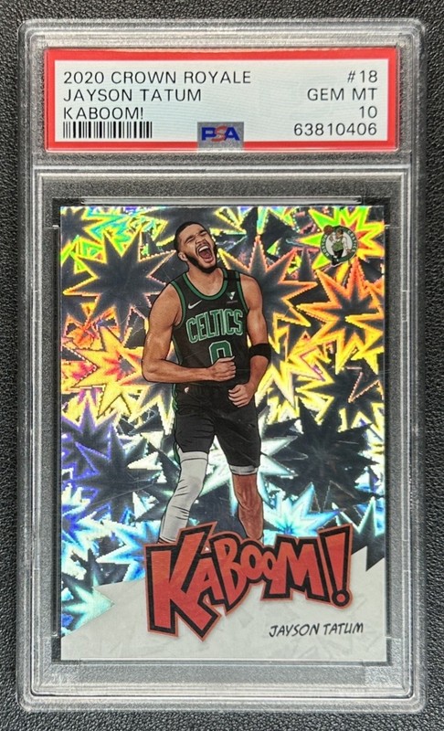 JAYSON TATUM PSA 10 2020 PANINI CROWN ROYALE #18 VERTICAL KABOOM! SSP CELTICS