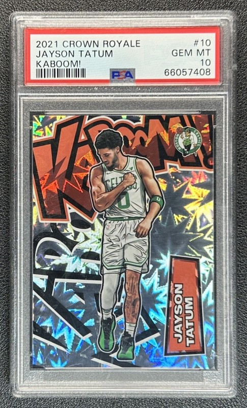 JAYSON TATUM PSA 10 2021-22 PANINI CROWN ROYALE #10 VERTICAL KABOOM! SSP CELTICS