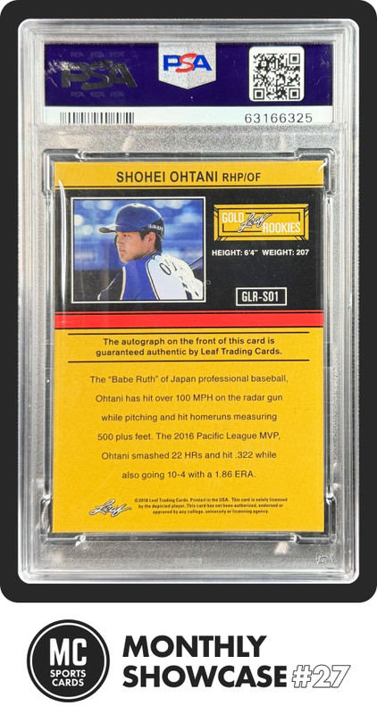 POP 1 SHOHEI OHTANI PSA 9 2018 LEAF ULTIMATE DRAFT 1991 ROOKIE AUTO RED RC 4/5 view 2