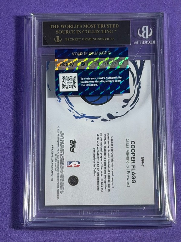 2025-26 Topps Cooper Flagg Generation Now RC Black Label #GN-1 Mavericks BGS 10 view 2