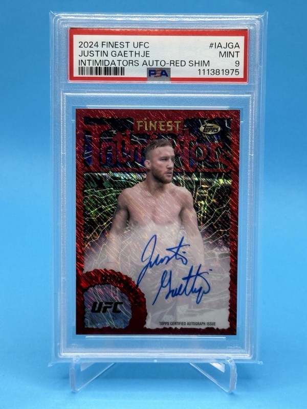 2024 Topps UFC Finest JUSTIN GAETHJE Red Shimmer Intimidators On Card AUTO PSA 9