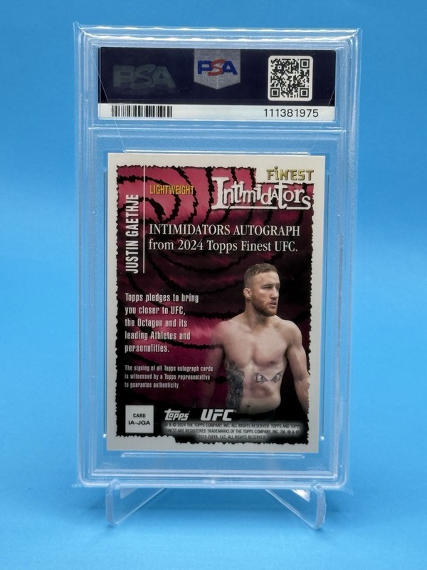 2024 Topps UFC Finest JUSTIN GAETHJE Red Shimmer Intimidators On Card AUTO PSA 9 view 2