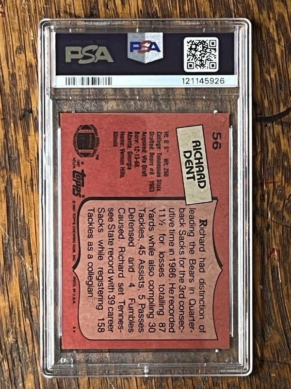 1987 Topps Richard Dent #56 PSA 8 NM-MT Chicago Bears HOF Hall of Fame VNTG view 2