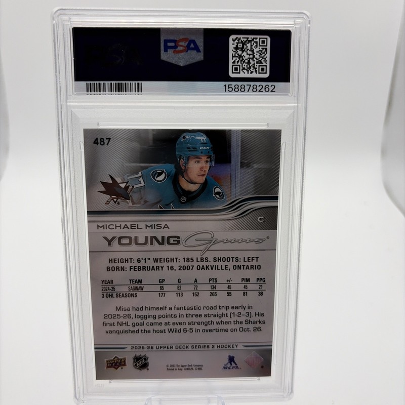 2025-26 Upper Deck Series 2 - Young Guns Michael Misa #487 (RC) PSA 7. view 2