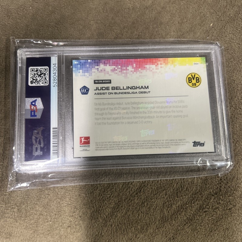 2020 Topps Now JUDE BELLINGHAM Rookie Card PSA 10 Brussia Dortmund Real Madrid view 2