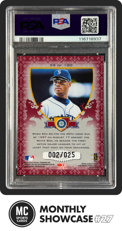 KEN GRIFFEY JR. PSA 8 1998 DONRUSS CRUSADE #39 RED 02/25 MARINERS HOF NM-MT view 2