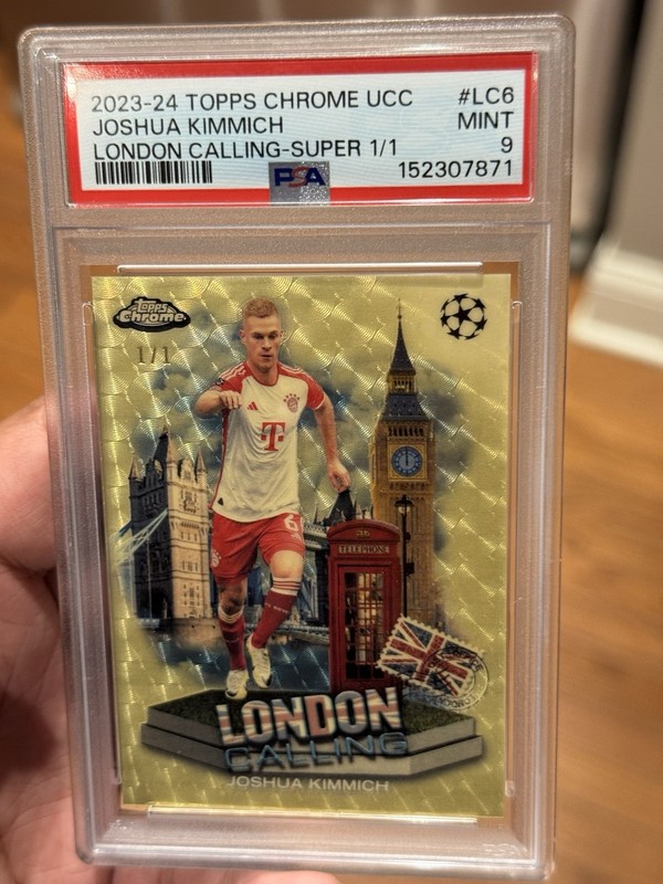 2023 -24 Topps Chrome UCC Joshua Kimmich London Calling 1/1 SUPERFRACTOR PSA 9 view 2
