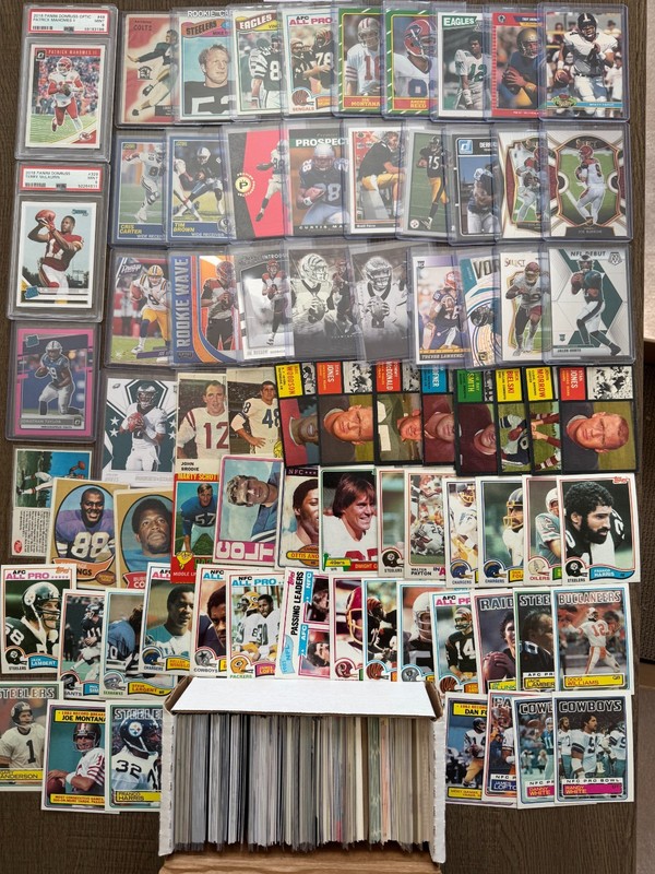 Football Card Lot 1955-2021 (393 cards) Vintage, PSA, HOF, AUs, RCs - BV $1,020+