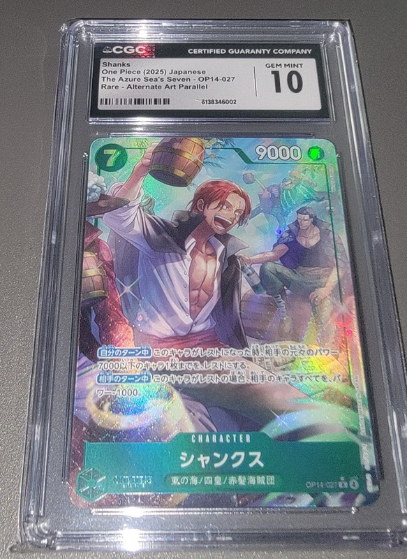 One Piece CCG Gem Mint 10 Shanks OP14-027 RARE ALT ART