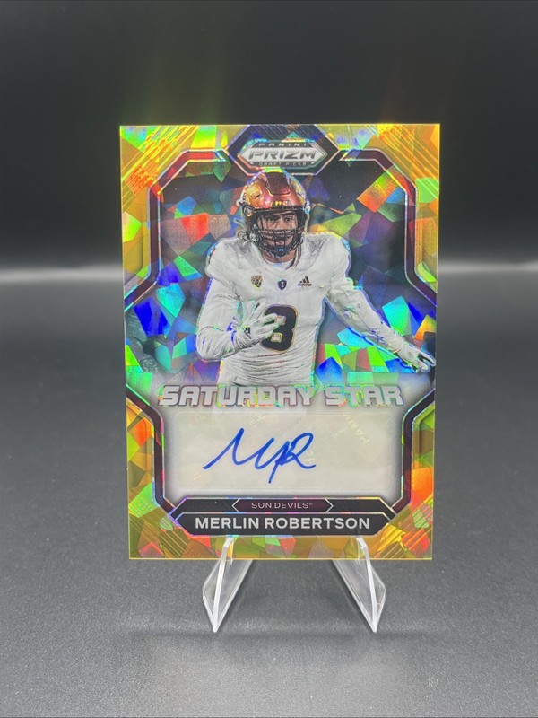 2023 Panini Prizm Draft Football Saturday Star Gold Auto SSSMRO Merlin ROBERTSON