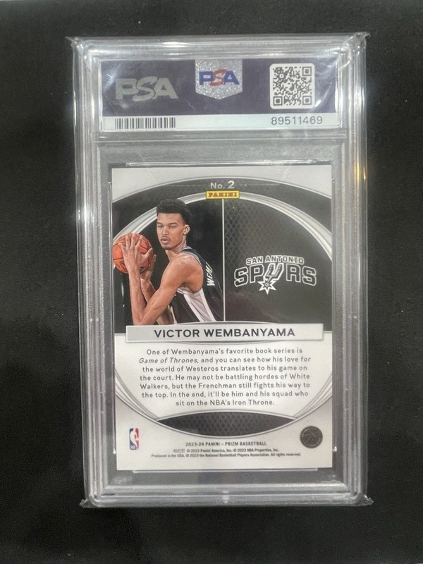 Victor Wembanyama RC #2 Rookie Global Reach 2023-24 Panini Prizm PSA 10 France view 2