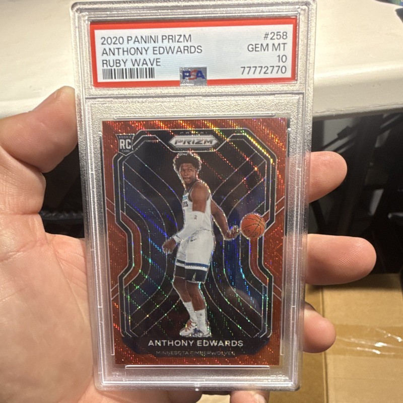 Panini 2020-21 Prizm Anthony Edwards Timberwolves #258 Ruby Wave PSA 10 RC