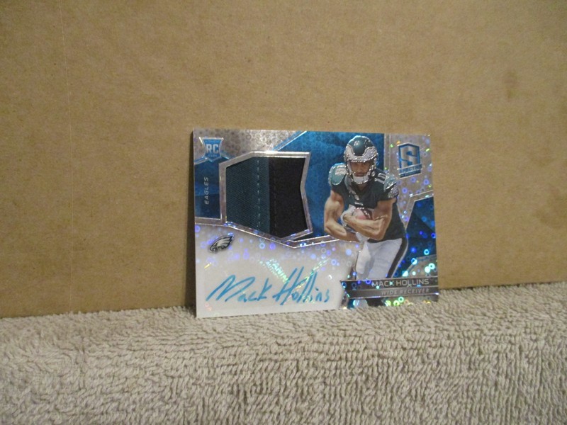 2017 PANINI SPECTRA MACK HOLLINS #239 RC NEON BLUE PRIZM 2 COLOR PATCH AUTO 9/75