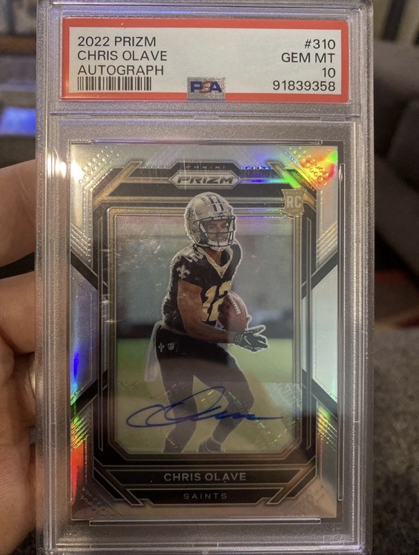 Chris Olave 2022 Panini Prizm RC Silver Auto PSA 10 Gem Mint #310 Saints SP 🔥🏈