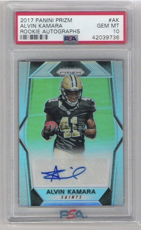 2017 Panini Prizm Silver Alvin Kamara Rookie Autographs #AK (PSA 10)