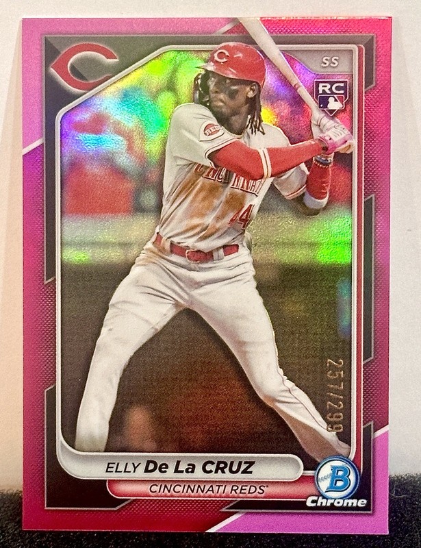 2024 Bowman Chrome Elly De La Cruz Fuchsia Refractor /299 (RC) #42 Color Match