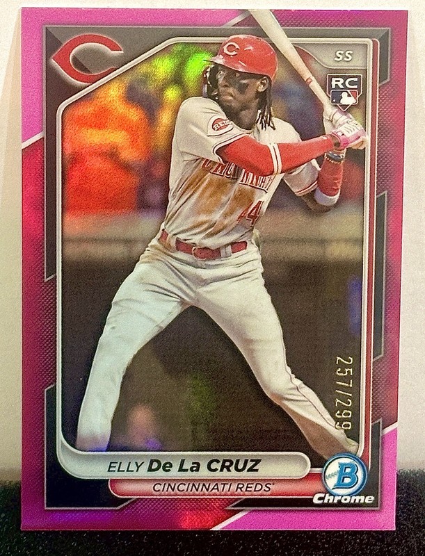 2024 Bowman Chrome Elly De La Cruz Fuchsia Refractor /299 (RC) #42 Color Match view 2