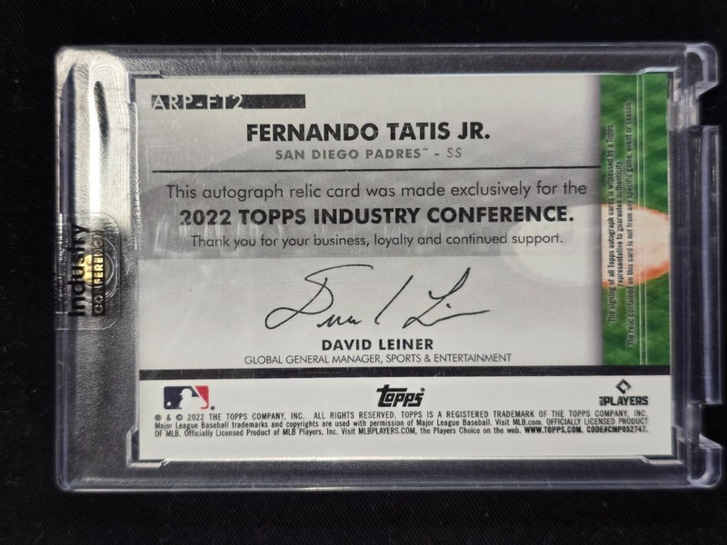 2022 topps Industry Conference game used mem &  auto  Fernando Tatis jr. 1/1 view 2