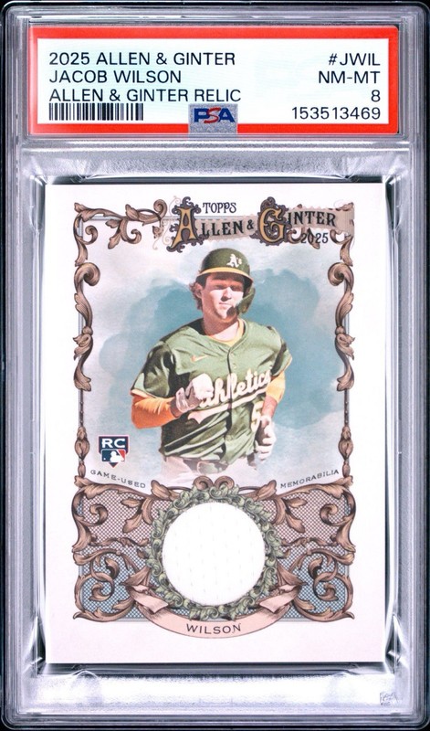 2025 TOPPS ALLEN & GINTER  RELICS JWIL JACOB WILSON Game Worn Patch POP 1 PSA RC