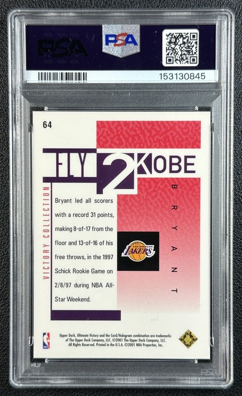 KOBE BRYANT PSA 10 2000-01 UPPER DECK ULTIMATE VICTORY #64 VICTORY COLL 161/350 view 2
