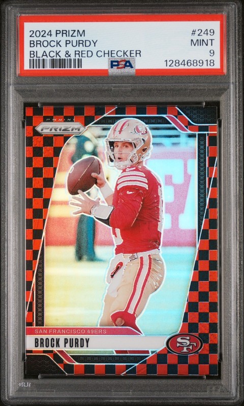 BROCK PURDY 2024 PANINI PRIZM RED BLACK CHECKER #249 PSA 9 MINT 49ERS