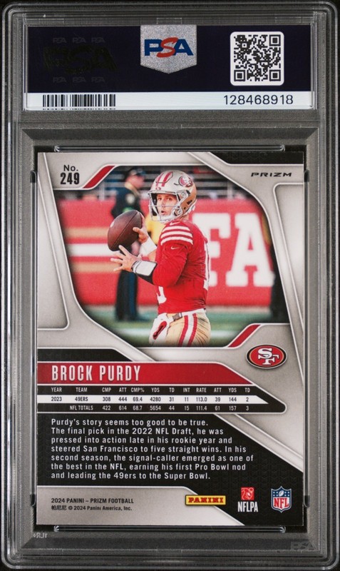BROCK PURDY 2024 PANINI PRIZM RED BLACK CHECKER #249 PSA 9 MINT 49ERS view 2
