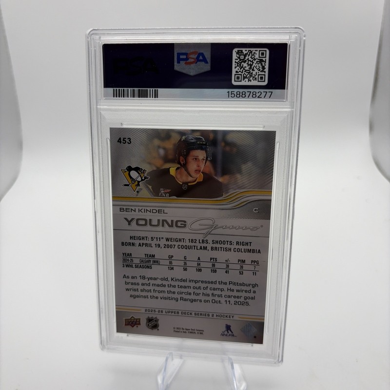 2025-26 Upper Deck Series 2 - Young Guns Ben Kindel #453 (RC) PSA 8 view 2
