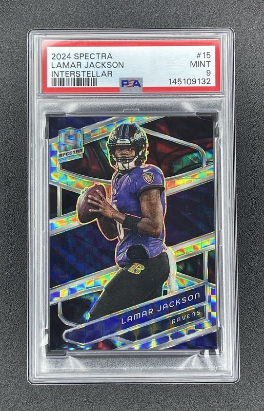 Lamar Jackson 31/60 - 2024 Spectra Interstellar #15 Baltimore Ravens PSA 9 Mint