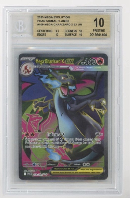 Pokemon Mega Charizard X EX 10 Phantasmal Flames UR Holo 109/094 BECKETT GOLD🏆