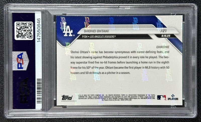 SHOHEI OHTANI PSA 8 2025 TOPPS CHROME NOW #721 GREEN 99/99 DODGERS view 2