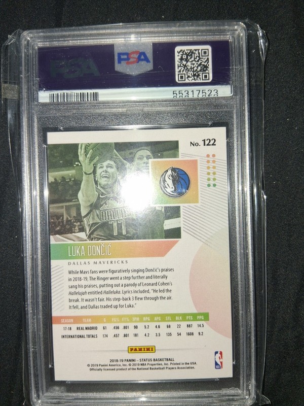 2018 PANINI STATUS #122 LUKA DONCIC ROOKIE RC PSA 9 🔥  view 2