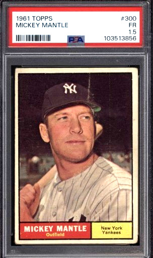 1961 Topps NY Yankees Mickey Mantle #300 HOF PSA 1.5 NICE CARD